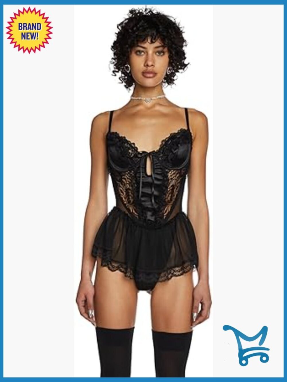 Sheer Lace Teddy with Underwire Bust Support and Adjustable Straps